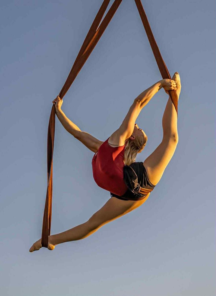 Maya Fallon takes her love and artistry to new heights in an aerial performance. Photo courtesy of Maya Fallon. 