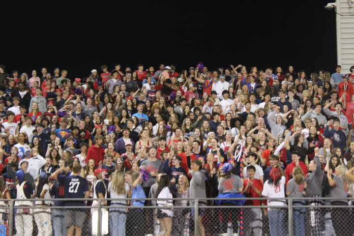 Liberty student section at the Homecoming football game, Sept. 26. Photo by Morgan Dalton.