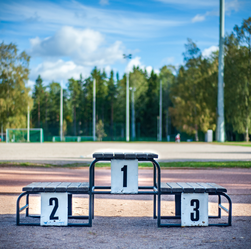 A sports podium on a track. Photo from Canva.com.