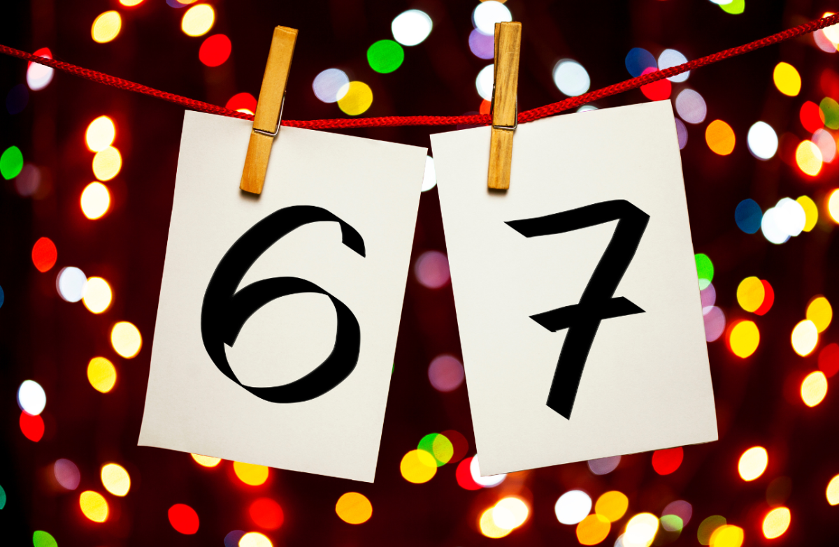The numbers six and seven hanging from clips. Photo from Canva.com. 