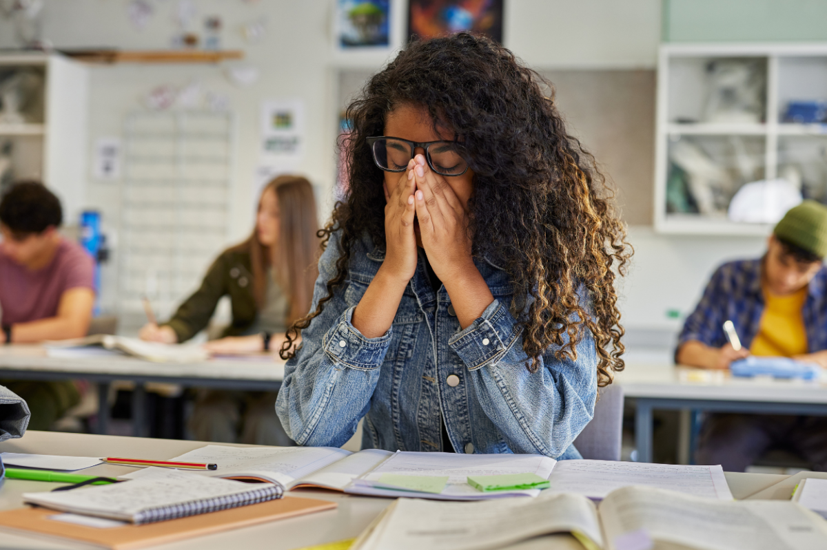 A student stressed for an exam. Photo from Canva.com.
