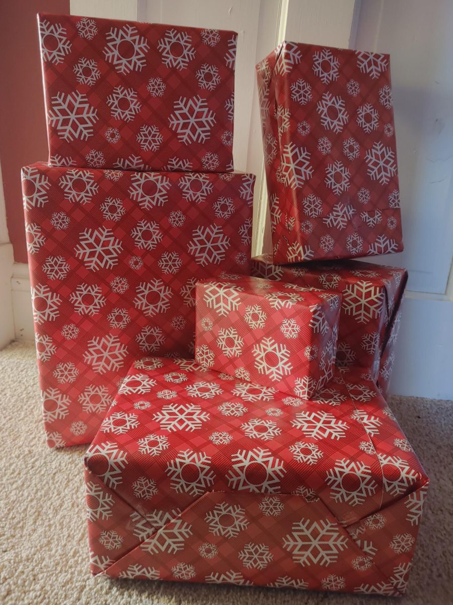 A pile of gifts for Secret Santa. Photo by Gali Lovey. 