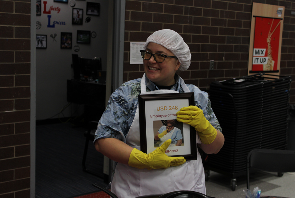 Social studies teacher Sarah paulin dressed as Chris Farley for her Chili-Mac booth. Photo by Christian Contoveros.
