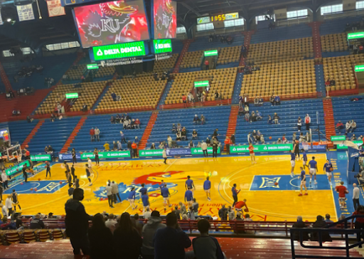 Photo of Allen Fieldhouse stadium at KU. Photo by Harper Downey.