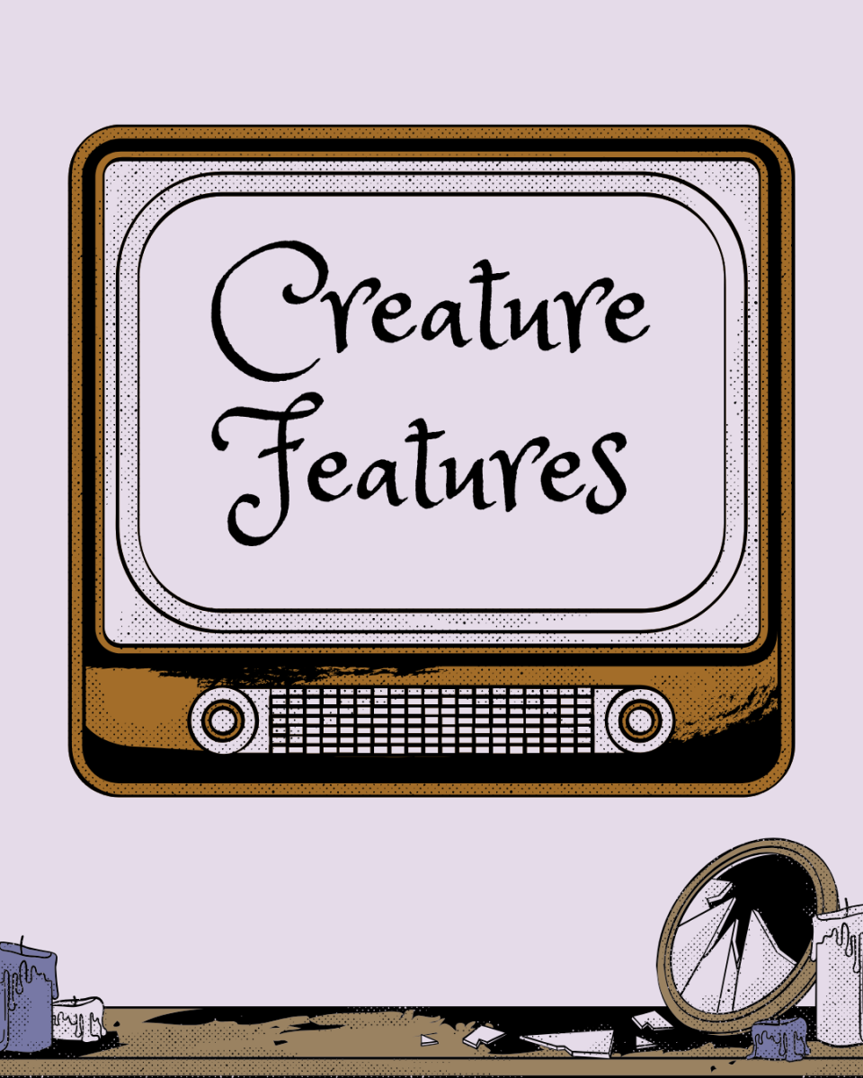 Retro-television displaying "Creature Feature." Photo by Truly Daemke.