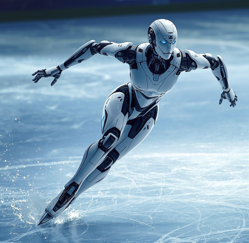 A robot ice skater. Photo by Canva A.I.
