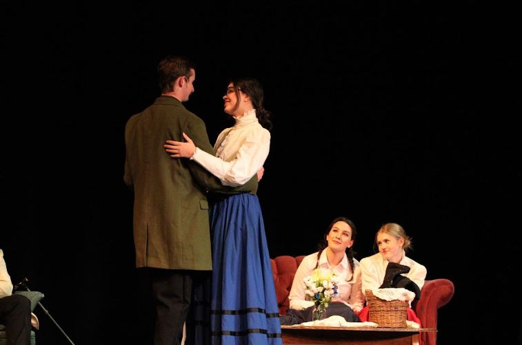 Senior performers during the Little Woman production, from left to right Cody Price, Mira Smith, Bayli Fuchs and Jenna Stone. Photo by Adalyn Hughes.